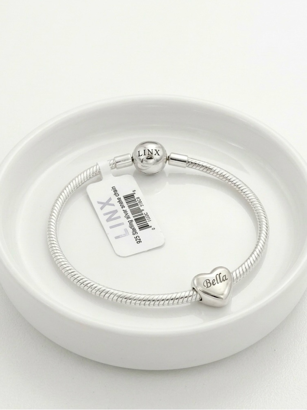 Linx Snake Chain Charm Bracelet with Personalized Name Heart Charm